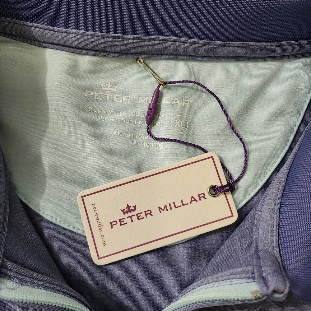 NWT Peter Millar Womens Crown Logo Zip Polo Shirt Purple Zurich Classic Size XL - Picture 7 of 14